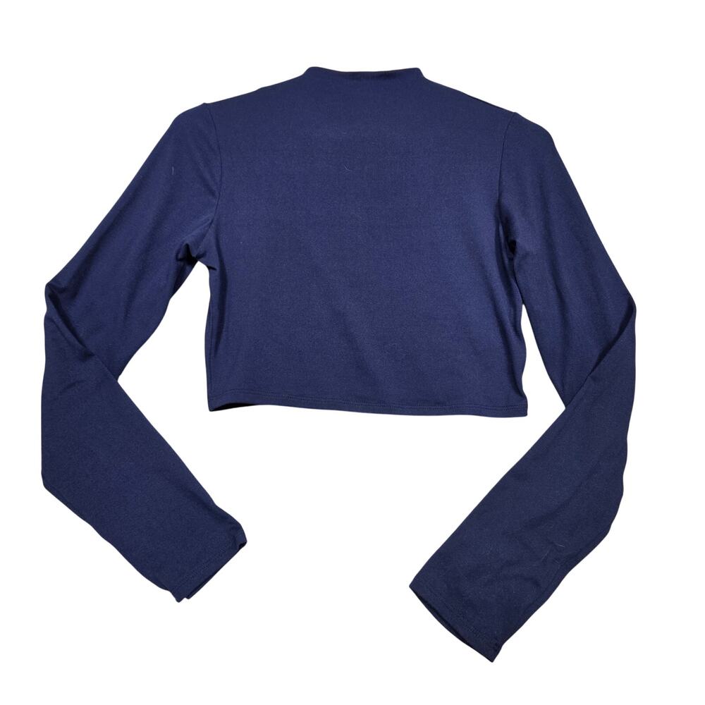 Love J Navy Cropped Long Sleeve Basic Top